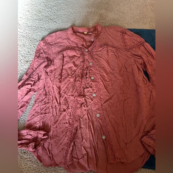 Free people medium pink blouse - Picture 3 of 9